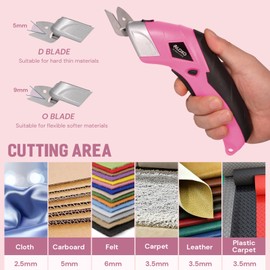 VLOXO VLOXO Cordless Electric Scissors with 2 Blades Rechargeable Powerful Shears Cutting Tool for Fabric Cardboard Carpet Leather Felt with Charger & Storage Box-Pink