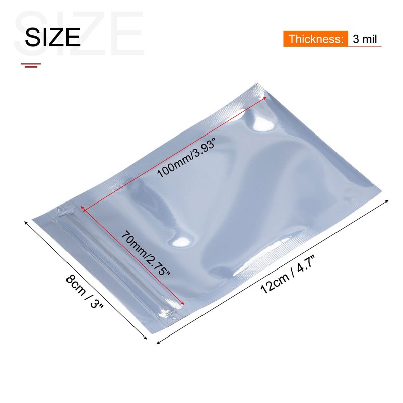 sourcing map Anti Static Bags Shielding Bag 50pcs 3x4.7inch(8x12cm) Resealable