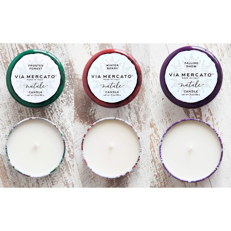 Via Mercato Natale Single Wick 3oz Fragrant Candle - Frosted