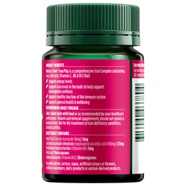 Nature's Own Iron Plus with Folic Acid, Vitamins C, B6, & B12 - Supports Healthy Immune System Function - Supports Energy Levels - Supports Healthy heamoglobin formation - 50 Tablets