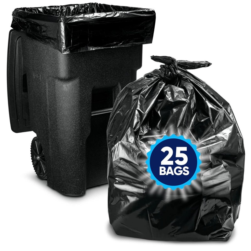 95-96 Gallon Trash Bags Heavy Duty (25 Bags w/Ties Value