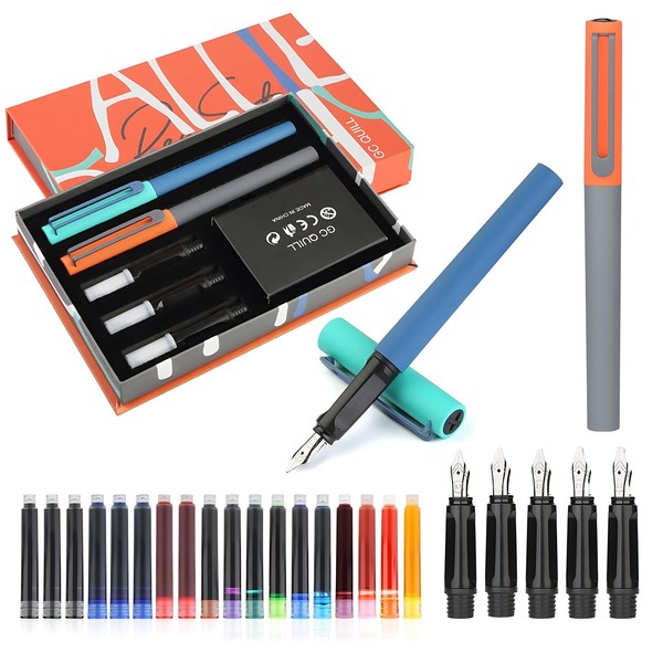 GC QUILL Calligraphy Fountain Pens Set - 5 Different Nibs