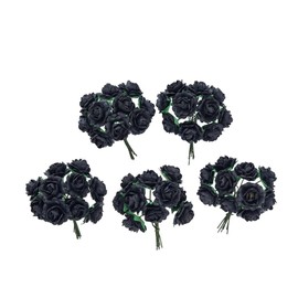 DUONGJAIS BRAND Artificial Flowers Handmade Heart Petals Mulberry Paper Roses 18 mm Mulberry Paper Flowers Scrapbooking Wedding DIY Craft, Artificial Roses 50 pcs (Black Color)