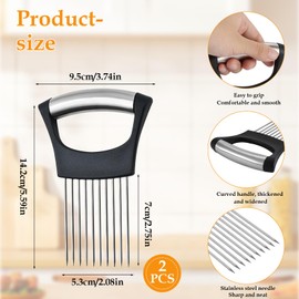 TIVUNORON 2 Pieces Upgraded Onion Holder for Slicing, Stainless Steel Onion Slice Holder Tool for Cutting Vegetables and Fruits for Meat Potato Tomato Lemon