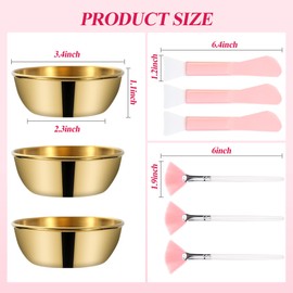 9 Pcs Esthetician Facial Supplies Set 3 Gold Facial Bowls, 3 Facial Brushes, 3 Facial Spatula Estheticians Face Mask Cosmetic Applicators for Women Facial Mask Mixing Kit