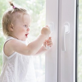 PHIEZC Pack of 2 Plastic Steel Window Handles, Sliding Window Latch, Balcony Door Handles with 4 Screws, Suitable for All Standard Balcony Doors and Windows (White)