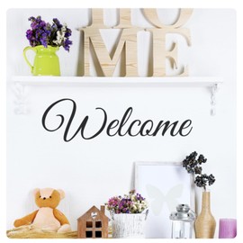 My Vinyl Story - Welcome - Inspirational Family Home Wall Decal Sticker Quote Vinyl Art Decor for Front Door Office Classroom Living Room - Easy to Apply, Removable (Black, 60x17 inches)