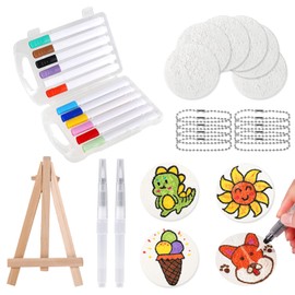 Magic Puffy Paint Kit, Funny Foam Texture Painting Kit 3D Drawing Magic Canvas Sponge with 12 Markers Pen Bead Chain Small easel Practical Art Supplies for Kids Adults