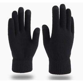 RASH Accessories Thinsulate Lined Full Finger Thermal Winter Wooly Work Knitted Glove for Men (Black)