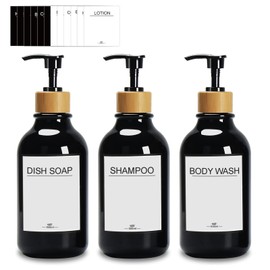 HAPEMEIN Dispensador de Jabon Baño de 3 Piezas de 500 ml,Despachador de Jabon Liquido Dispensadores de Ducha Shampoo, Acondicionador y JabonLiquido (Negro)