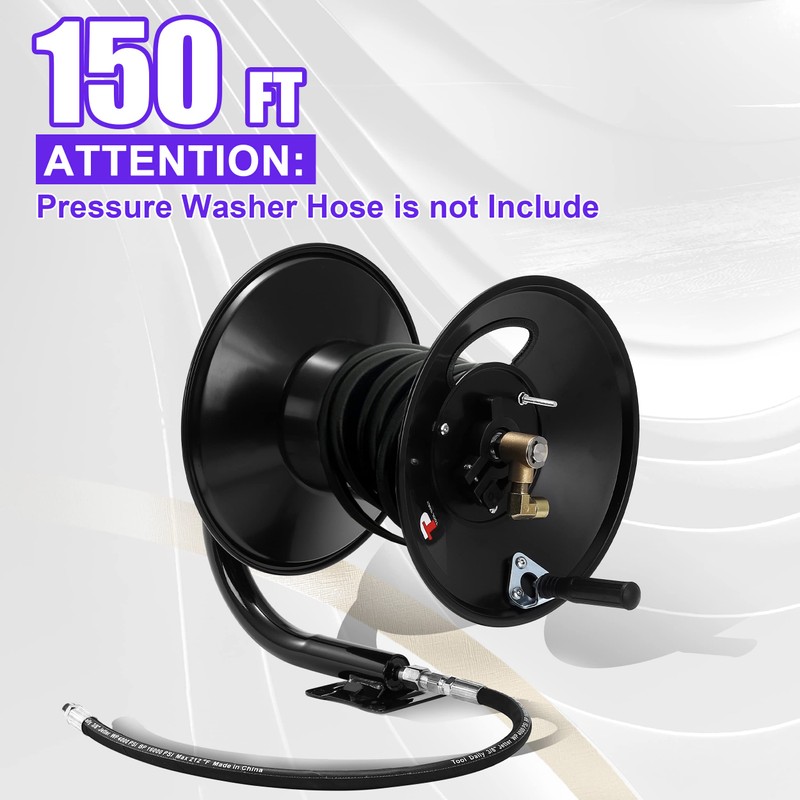 Tool Daily Pressure Washer Hose Reel, 150 FT Heavy Duty