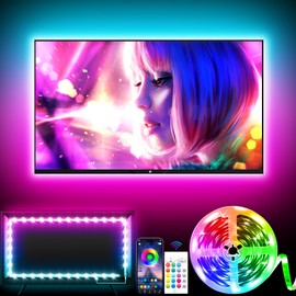 KANTUTOE TV LED Backlight, 9.84ft LED Lights for 32-43in TV, RGB TV LED Lights Behind with Music Sync Bluetooth APP and Remote Control TV Light Strip USB Powered for Bedroom (9.84ft)