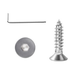 Ranstac M4 x 20mm Socket Drive Flat Head Self Tapping Screws 304 Stainless Steel Hex Socket Flathead Screws for Wood, Drywall and Furniture 50pcs HS/ZGLS-10