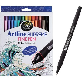 Artline 'Supreme Fine Pen' EPFS 200 Fineliner Pens 0.4mm - Bright Vivid Colours For Technical Drawing - Pack 30, Technical Pens - drawing, decorating, sketching, designing, illustration art