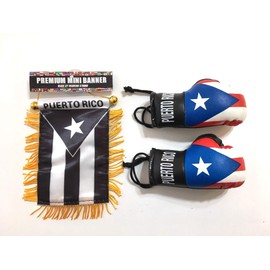Puerto Rico Flag, Puerto Rican Car Flag, Puerto Rico Boxing Gloves