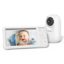 Momcozy Video Baby Monitor, 1080P 5" HD Baby Monitor with Camera & Wall Mount, Infrared Night Vision, 5000mAh Battery, 2-Way Audio, Temperature Sensor, Lullabies, 960ft Range, Ideal for New Moms, BM01