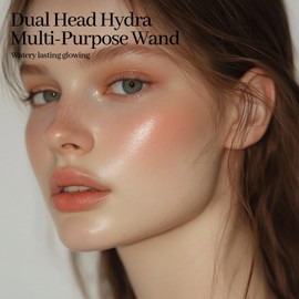 HOSAILY Double-ended Clear Blush Highlighter Stick, Shimmer Glow Natural Dewy Face Highlighter Glass Skin Stick, Lightweight Translucent Creamy Multiuse Makeup Stick Watercolor Radiance Balm 03