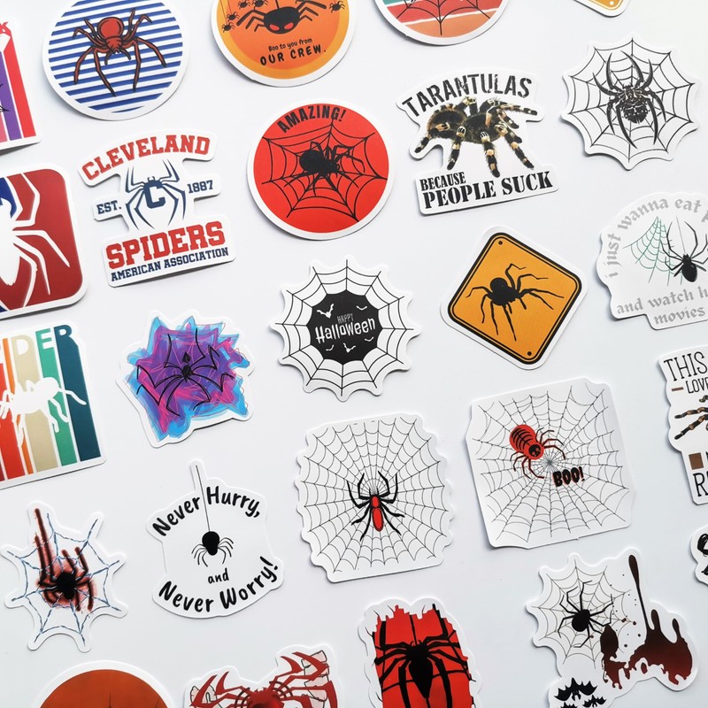 50Pcs Funny Spider Decals for Motorcycles Wolf Spider Web Stickers