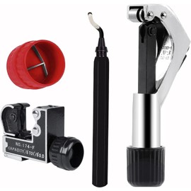 KEWAYO 4 Piece Set Pipe Cutter, Cutting Capacity 0.2 - 1.7 inches (6 - 42 mm), Mini Tube Cutter Cuttable Diameter 0.1 - 1.1 inches (3 - 28 mm), Pipe Reamer, Compatible with Copper Tubes, Aluminum