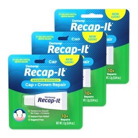 Dentemp Recap it Cap and Crown Repair Fast Acting Dental Adhesive Pack of 3