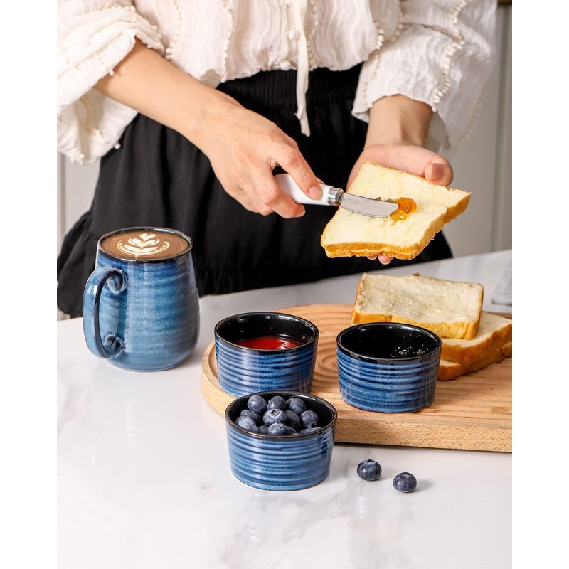Hasense 6 oz Ramekins for Baking,Ceramic Souffle Dish Oven Safe