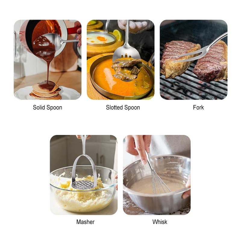 304 Stainless Steel Kitchen Utensils Set, 11PCS Metal Cooking Tools,