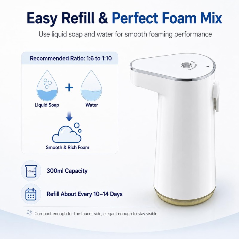 LGURT Touchless Soap Dispenser Automatic, Rechargeable Foaming Hand Soap