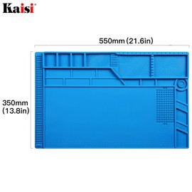 Kaisi Heat Insulation Silicone Repair Mat with Scale Ruler and Screw Position for Soldering Iron, Phone and Computer Repair Size: 21.6 x 13.8 Inches