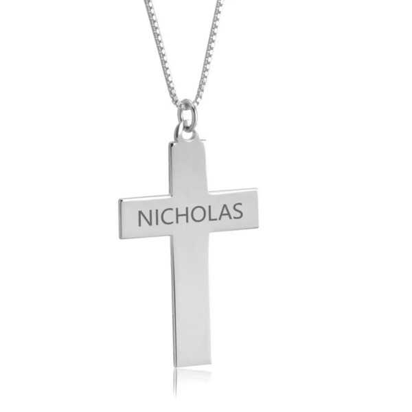 N/A CUSTOM CROSS NAME NECKLACE: STERLING SILVER, 24K GOLD, ROSE