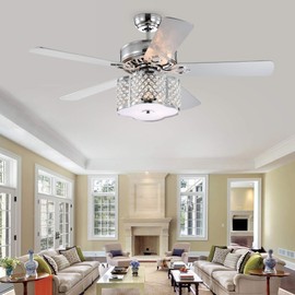 Warehouse of Tiffany CFL-8443REMO/CH Cori Chrome 52-inch 5-Blade w/Crystal Drum Shade (Includes Remote) Ceiling Fan