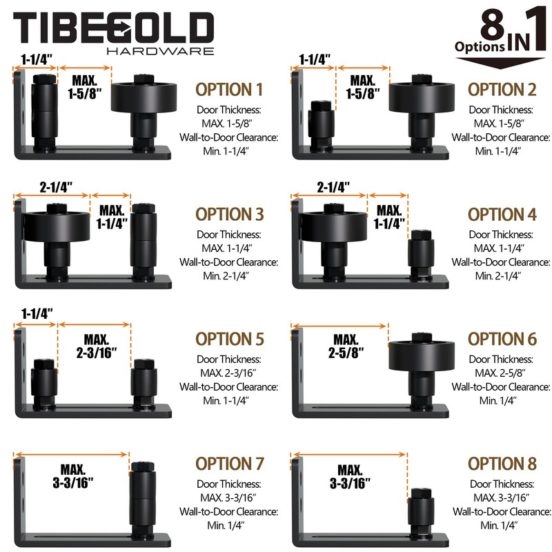 TIBEGOLD Barn Door Floor Guide, Wall Mounted Barn Door Rollers