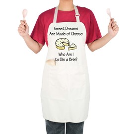 Funny Cheese Lovers Gifts Sweet Dreams are Made of Cheese Who Am I to Dis a Brie Kitchen Aprons Sweet Housewarming Gift (Dis a Brie-W)
