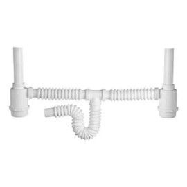 Fleximatic Desague Doble Bote-trampa Tubo Ceja 25cm Ext Flexible 55cm Color Blanco