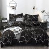 KAREVER Black Comforter Set Boys Black Marble Bedding Set Twin Men Black Marble Blanket Lightweight Soft Teen Boy Girls Black Marble Quilt Set 3 PCs Bed Comforter Set Breathable Black Bedding Set