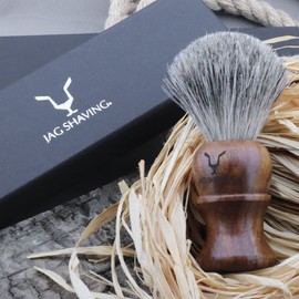Jag Shaving Shaving Set - 6 Piece Shaving Set - Razor - Super Badger Hair Shaving Brush - Shaving Soap - Shaving Bowl with Lid - Alum Block - Scraper Leather - Wooden Gift Set