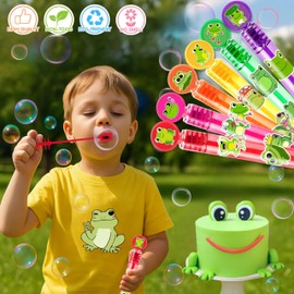 Frog Party Favors for Kids – 24PCS Cute Green Bubble Wands, Great for Birthday Supplies, Pinata Fillers, Goodie Bags & Classroom Rewards
