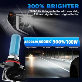 TTDBDAN Halogen Headlights Fit for GMC Sierra 1996-1998 Headlight Bulbs,9005/HB3/H10 High Beams +9006/HB4 Low Beams Bright Front Lights, Plug And Play, Pack of 4