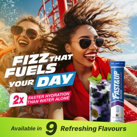 Fast&Up Reload – Blackcurrant & Lime Flavour – 80 Effervescent Tablets – Instant Electrolytes for Rapid Hydration & Energy - Added Vitamin C & B12 for Performance, Wellbeing, Travel & Recovery – Vegan