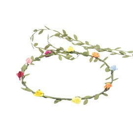 Women's Simulated Rose Flower Wreath Bridesmaid Floral Crown Headband Headpiece for Seaside Weddings Travel Photography (Colorful, Pack of 1)
