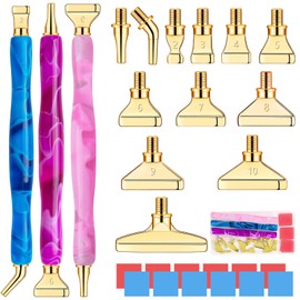 Sttargxing 28 PCS Diamond Painting Pen Kit,13PCS Stainless Steel Tips with 12 Clay, Multi Placer Tips 5D Diamond Painting Accessories, Diamond Painting Pen Replacement for DIY Craft(Gold)