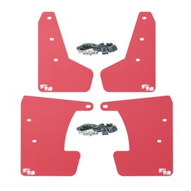 RokBlokz Mud Flaps for 2017-2023 Subaru Impreza - Multiple Colors Available - Set of 4 - Mud Guards are Custom Cut and Fit - Includes All Mounting Hardware (Red with White Logo, Short)