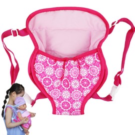 SQAQS Baby Doll Carrier, Rich Variety, Soft Material Baby Front and Back Carry with Adjustable Straps, 18 Inch Doll Strap, Cotton, Doll Accessories (Red Round Flower)