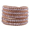 KELITCH Crystal Bead 5 Wrap Bracelet on Beige Leather