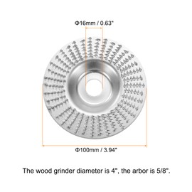 HARFINGTON Wood Grinder Wheel Disc 4" Wood Shaping Wheel with 5/8" Arbor for Woodworking Angle Grinders Wood Sanding Shaping Polishing Carving Grinding