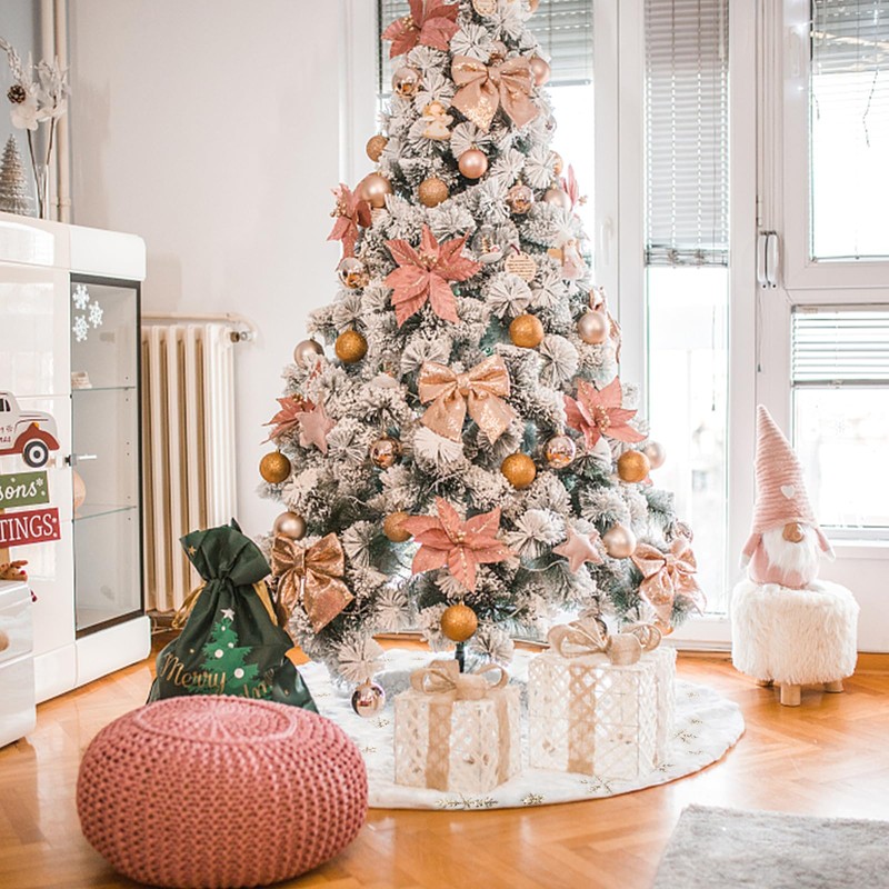 Jsdoin Christmas Tree Skirts, 36 Inch White Plush Double Layers