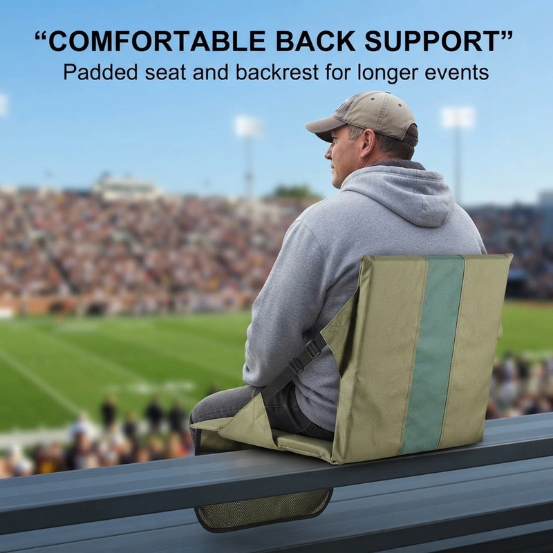 Stadium Cushion Soft Foldable Seat Cushion with Back Support, Foldable