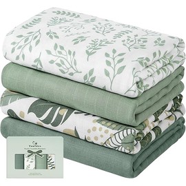 Yoofoss Muslin Swaddle Blankets, 4-Pack Receiving Blankets for Baby Boys and Girls, 47 x 47 Inches Baby Blanket Neutral Swaddle Wrap 70% Rayon from Bamboo and 30% Cotton