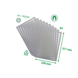 Djois Made by Tarifold 195239 Magnetic A4 Frame for Documents, Notes, Signs, Exchange and Quick Insertion - Magnetic Metal Backing, Silver Grey, Pack of 10