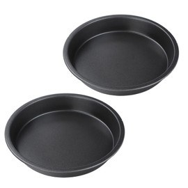 2 Pcs Non-Stick Round Pizza Pan, Deep Thickened Carbon Steel Baking Tray 6/9/10/12 inch Pizza Pan Cooking Tools for Oven Baking Pies Cakes Bread(6in)