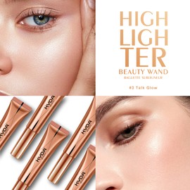 KYDA Highlighter Beauty Wall, Liquid Face Touch Illuminator with Pillow Applicator, Long Lasting Natural Shimmer Silky Cream Highlighter Bronzer Makeup, 0.6 fl.oz (#03 Talking Glow)